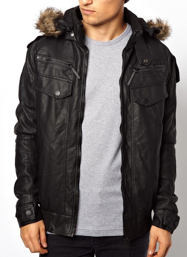 MEN BLACK HOODED LEATHER JACKET on Storenvy