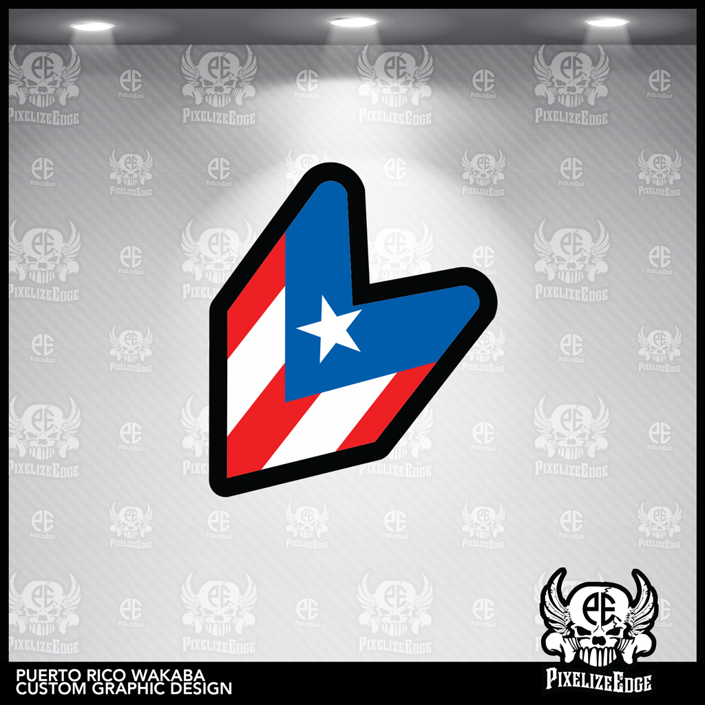 Puerto Rico Flag Wakaba Leaf Puerto Rico Decal Sticker Jdm Sold By