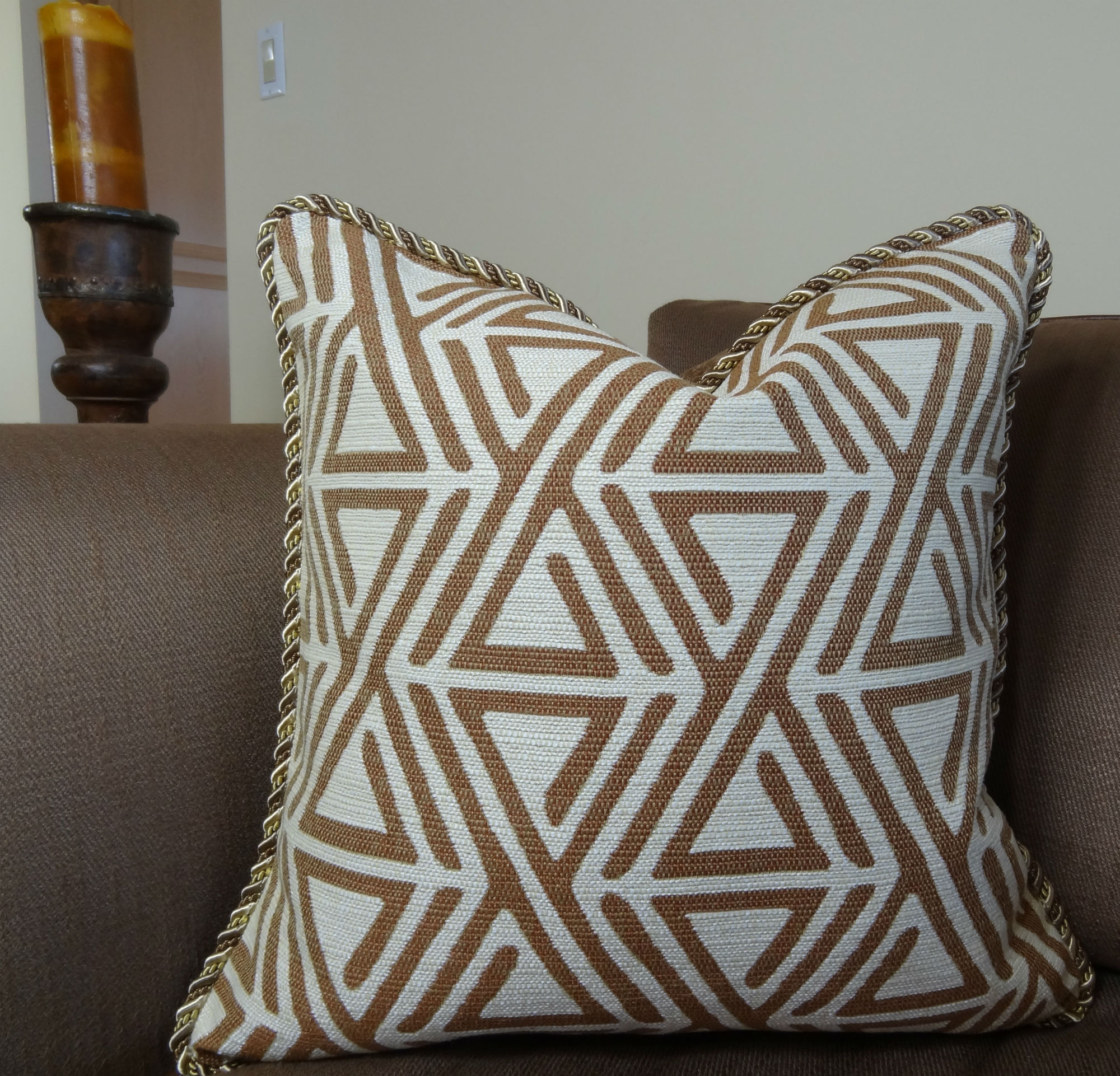 20 X 20 Decorative Throw Pillow Modern Geometric Pillow Tan