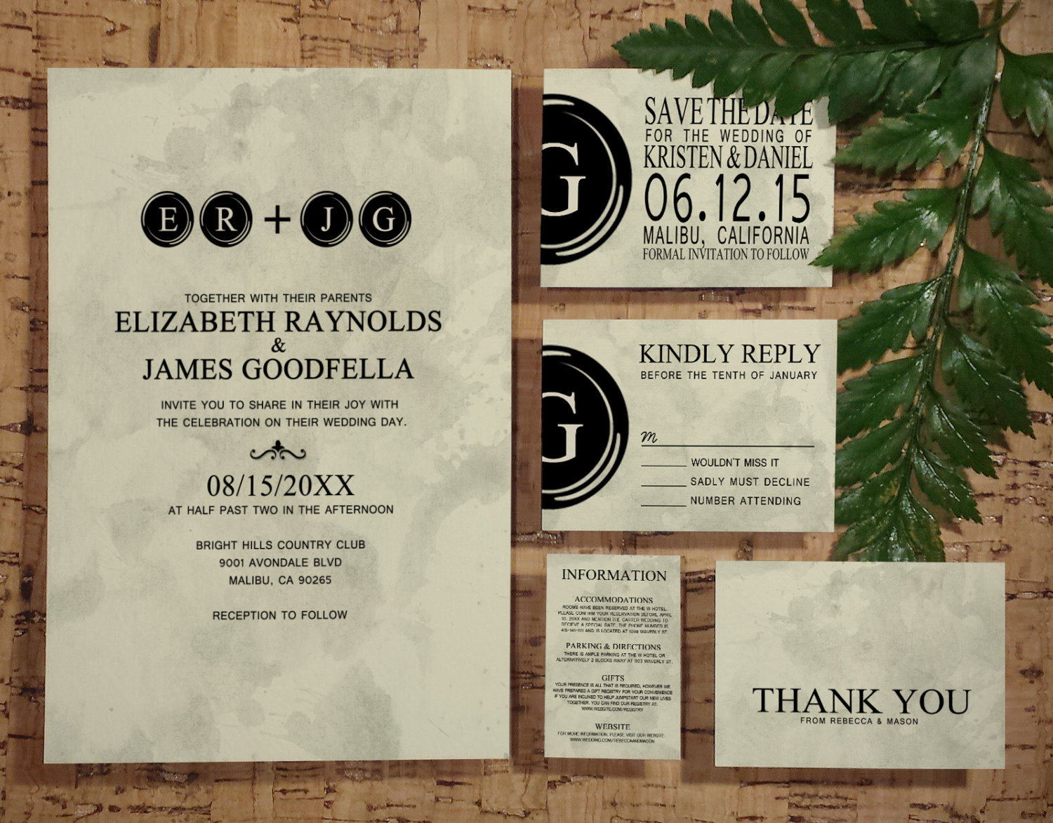 Printable Typewriter Keys Wedding Invitations Set Suite Invites