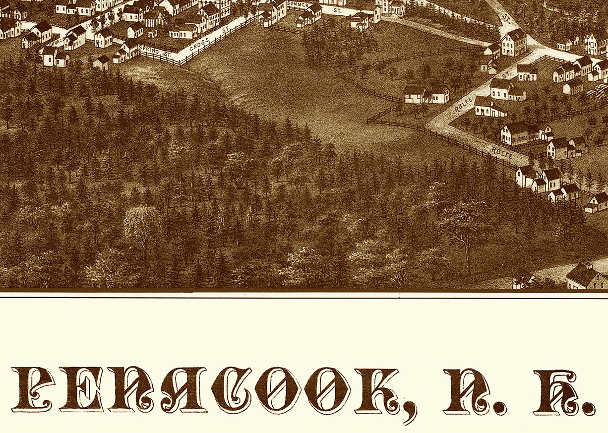 Penacook, NH in 1887 Bird's Eye View Map, Aerial map, Panorama map