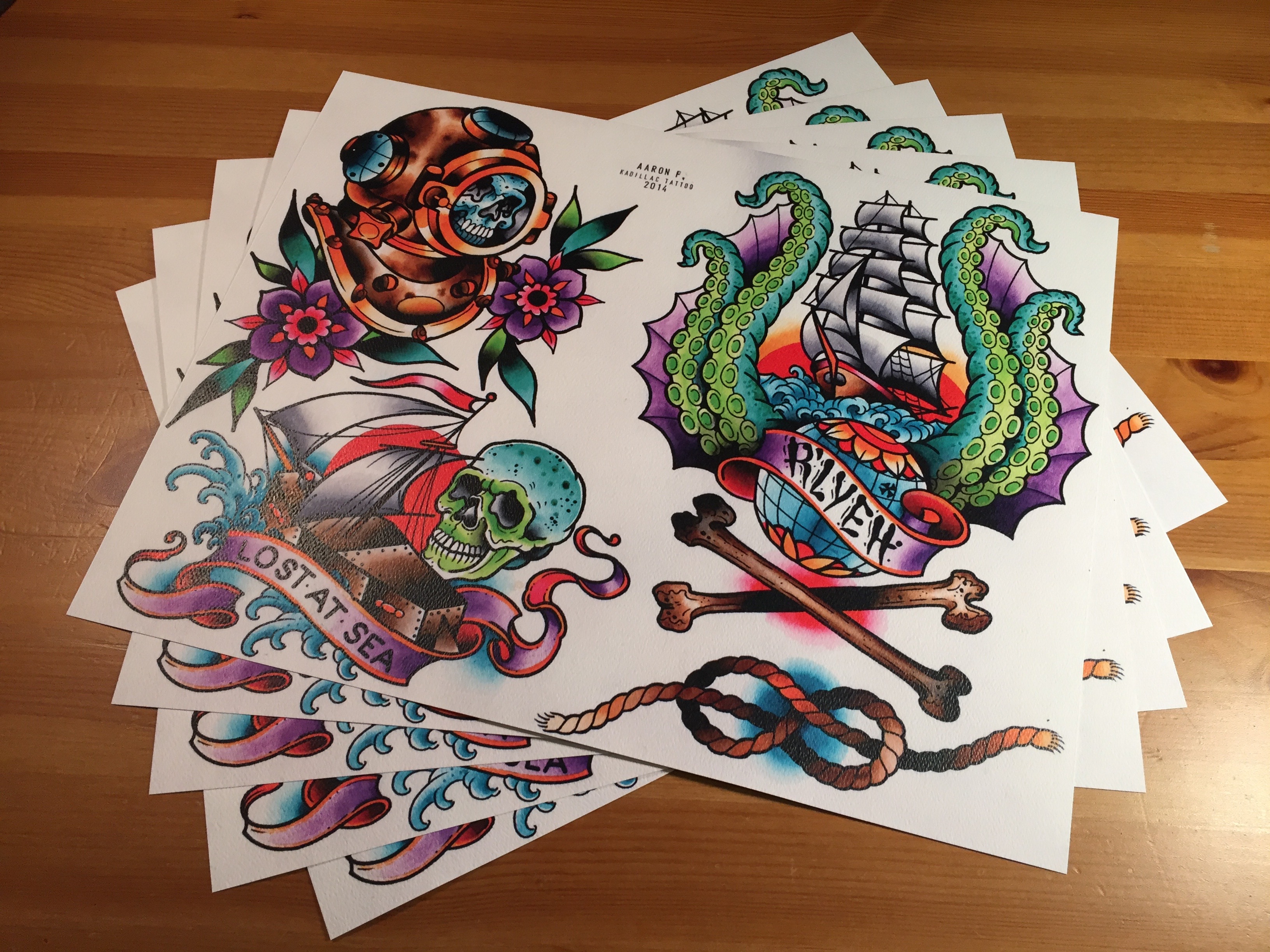Lost At Sea 11 X14 Tattoo Flash Sheet Sold By ron Francione On Storenvy