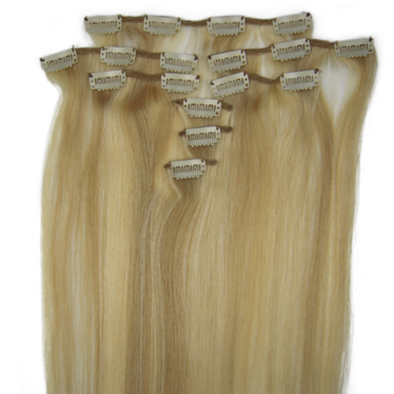 24 Blonde Highlight 18 613 9pcs Clip In Human Hair Extensions
