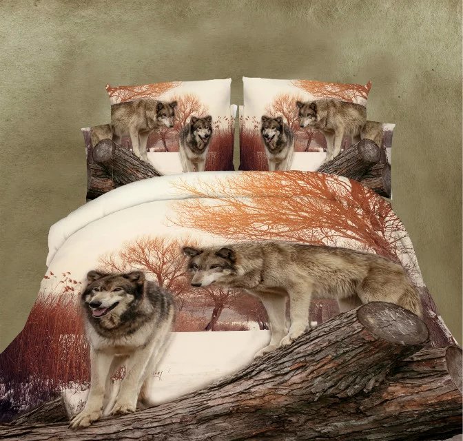 4pc Sets Wolf Animal Bedding Sets 100 Polyester 3d Oil Wolf Dog