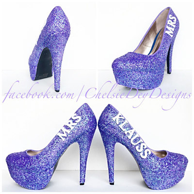 Mrs. Wedding Glitter High Heels Ivory White Pumps Mrs. Wedding Glitter High Heels Ivory White Pumps Sparkly Ivory Wedding Shoes Yellow Accent Last Name Heels