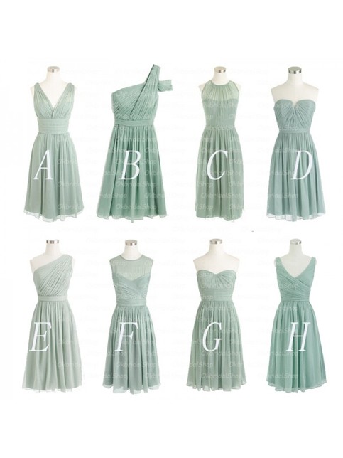 dusty green bridesmaid dress,short mismatched bridesmaid