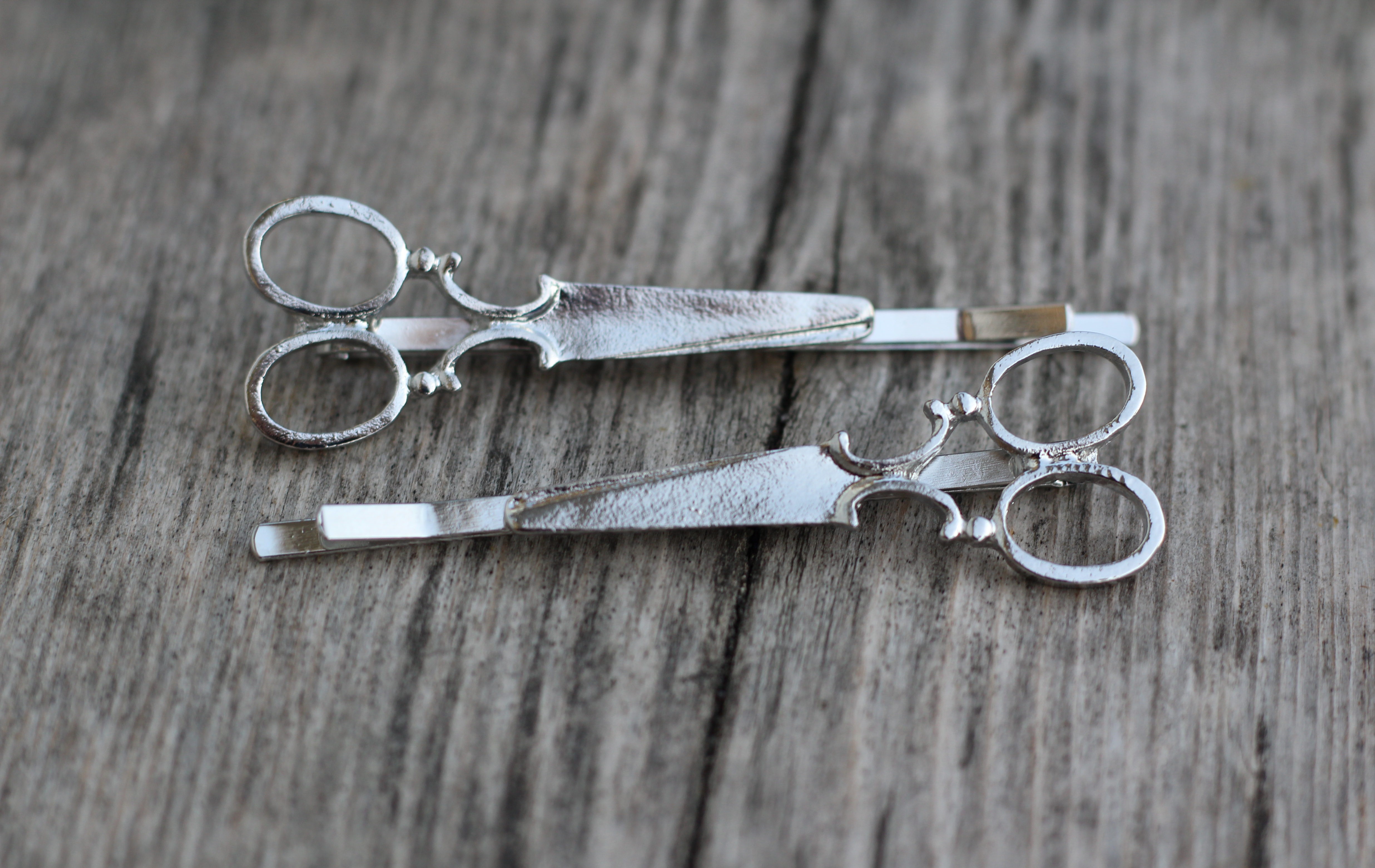 Vintage Victorian Scissor Hair Clips Silver Or Gold Set Of 2