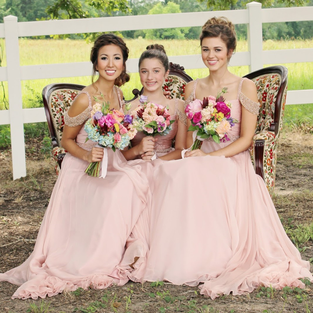 blush pink junior bridesmaid dresses