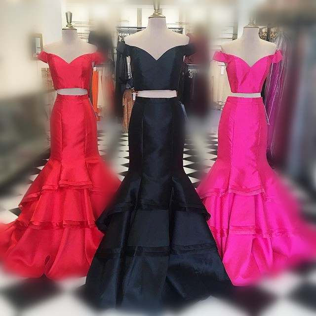 Hot Pink Black Prom Dress