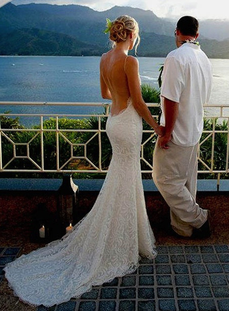 Spaghetti Straps Sexy Backless Beach Wedding Dresses Long Wedding