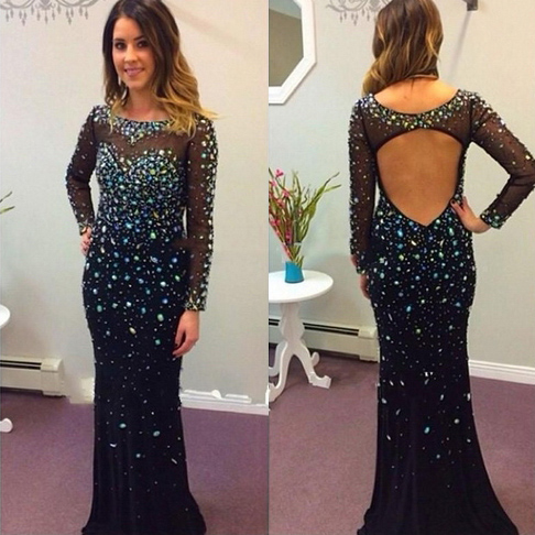 Black Beaded Evening Dress