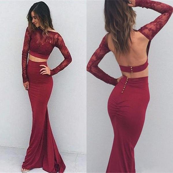 maroon two piece homecoming dress