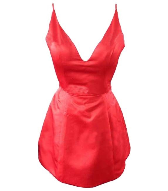 red low cut prom dress