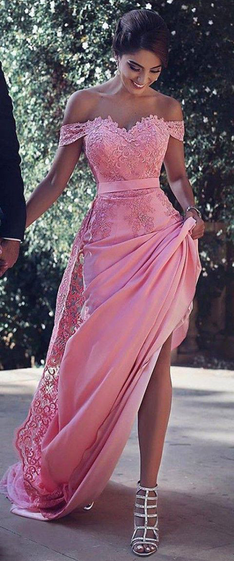 Off the shoulder peach pink prom dresses,Senior 2017 Prom Party Dress,Long Pageant Dress,PD2199 