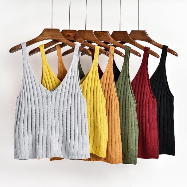 V neck knitted tank top Clearance