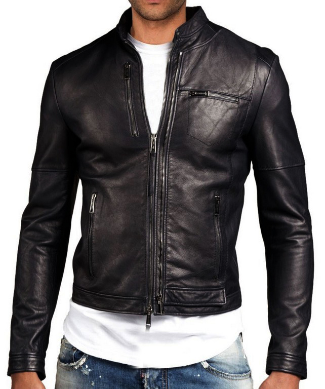 MEW MEN'S SLIM-FIT LEATHER JACKET WITH ZIP POCKET LEATHER ... (642 x 768 Pixel)
