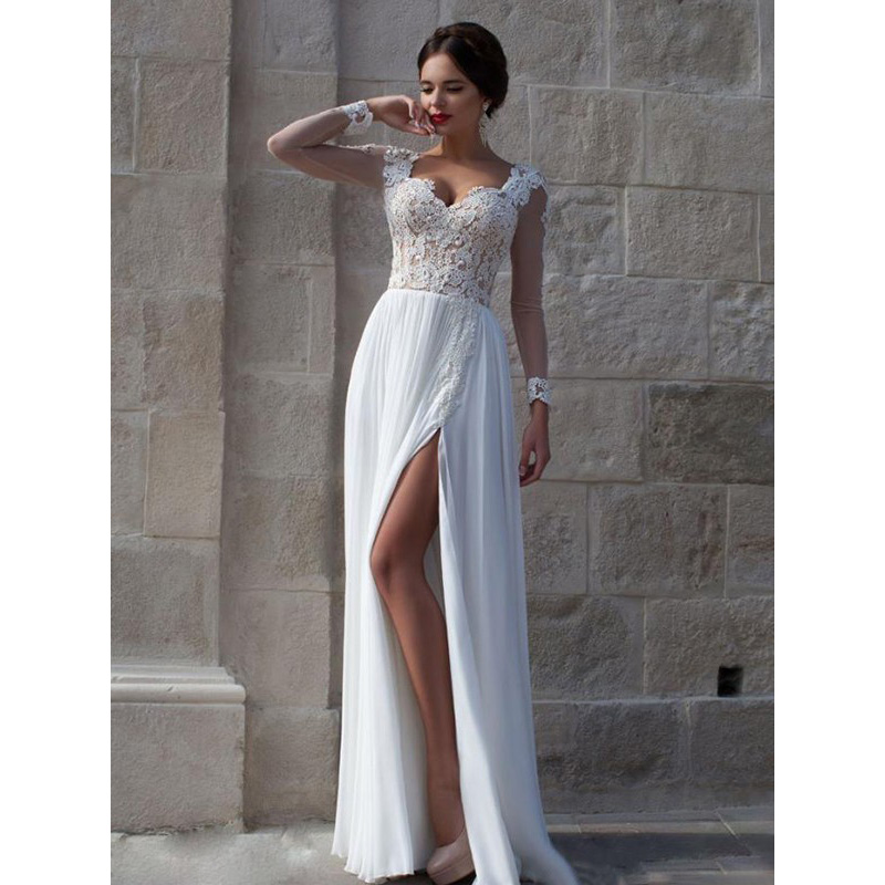 White Sheer Prom Dress