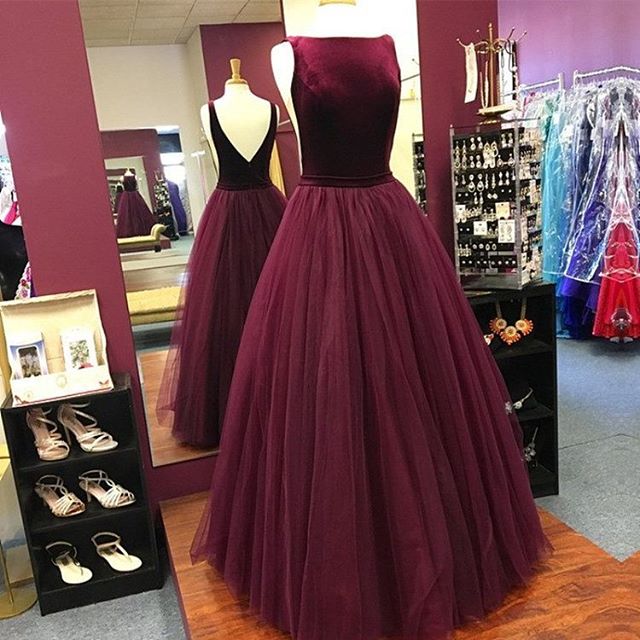burgundy color gown