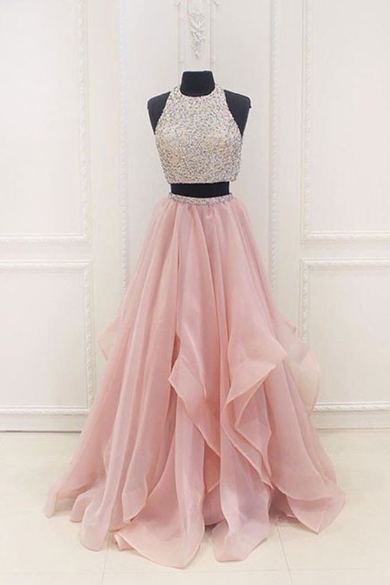 two piece grad dress