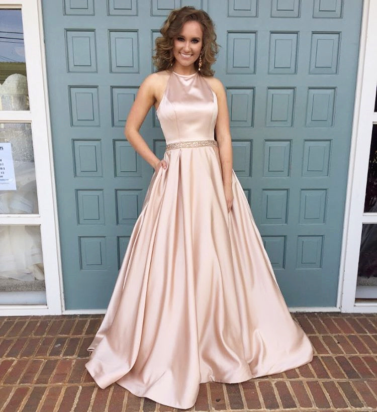 pink silk prom dress