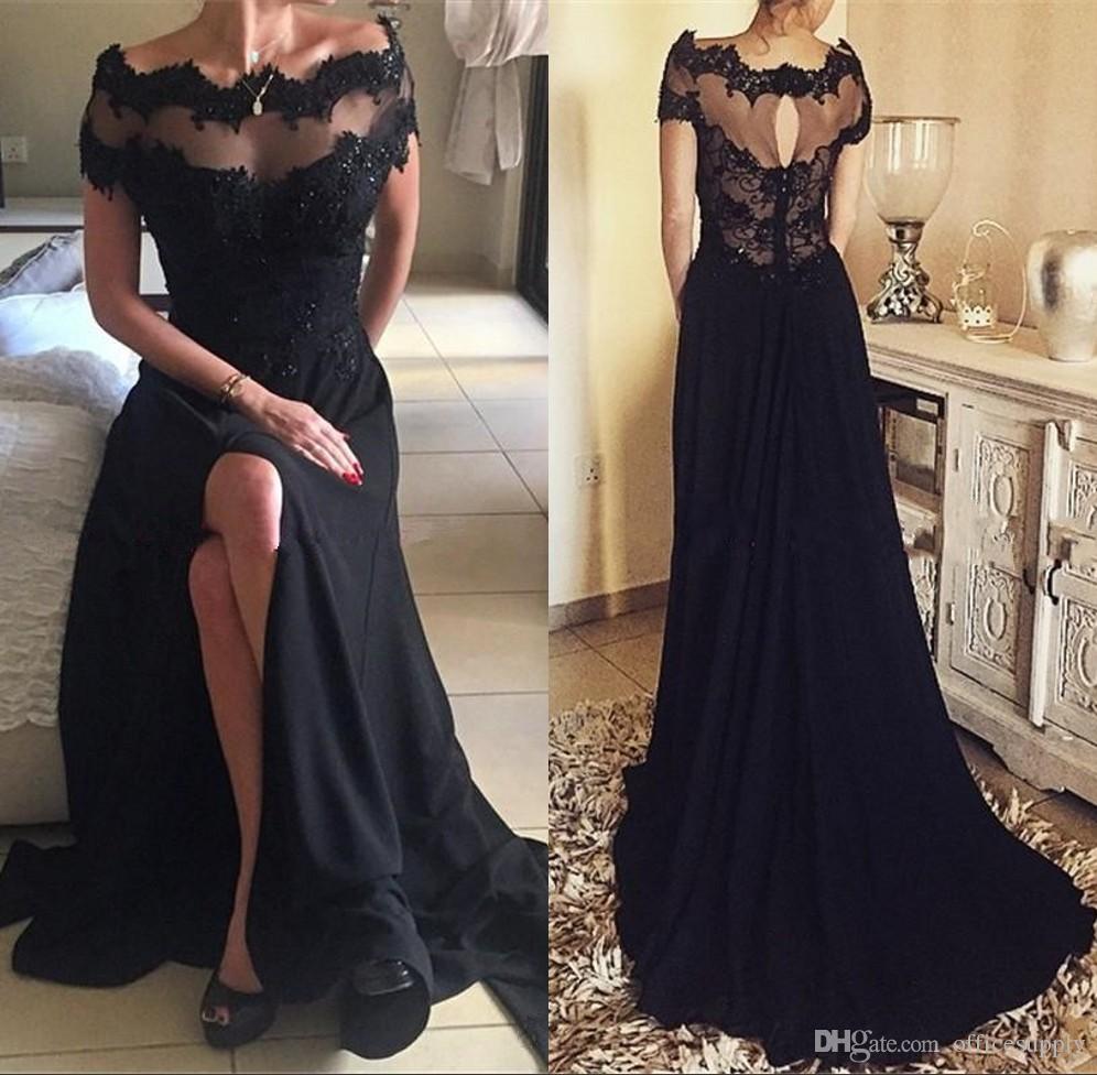 black short sleeve formal dress