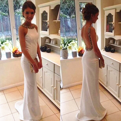 ivory backless dress