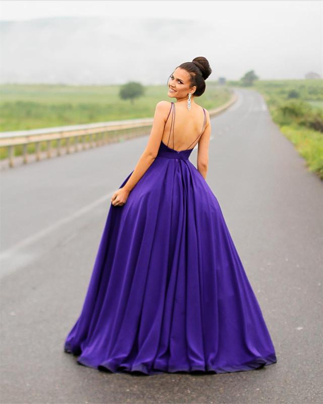 Backless Dresses Long Purple Ball