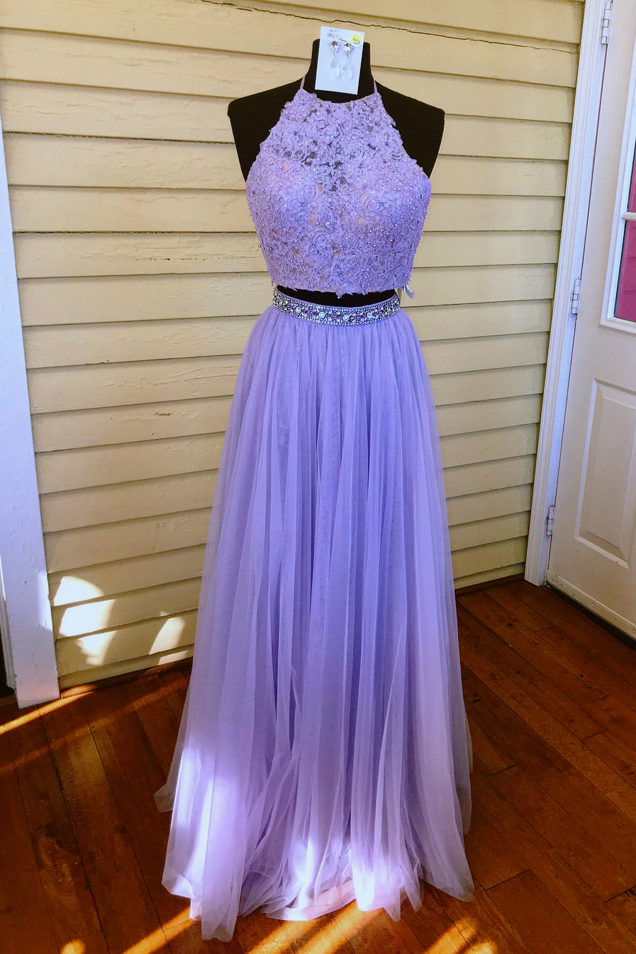 lavender two piece dress