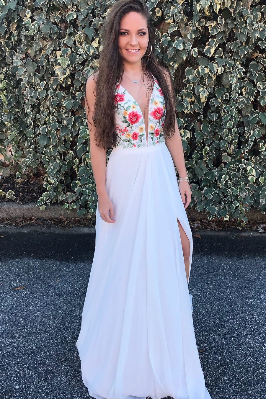 Red Floral Prom Dress