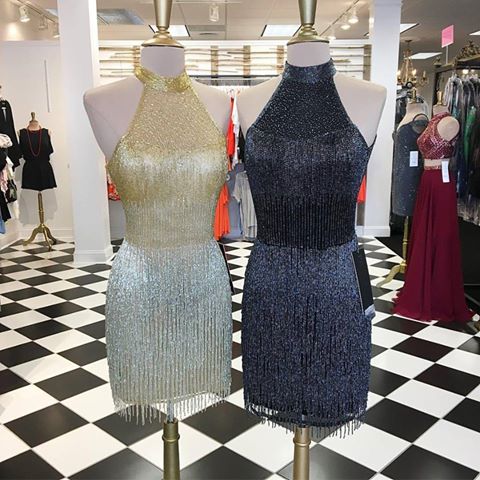 black sequin homecoming dress