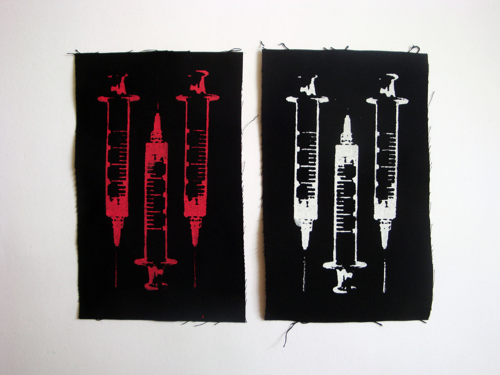 Syringe Screen print Sew-on Patch Fetish Goth Punk