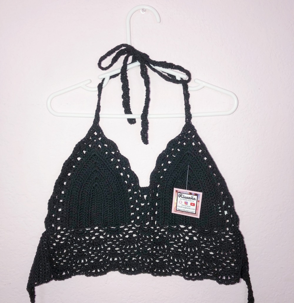 black crochet top