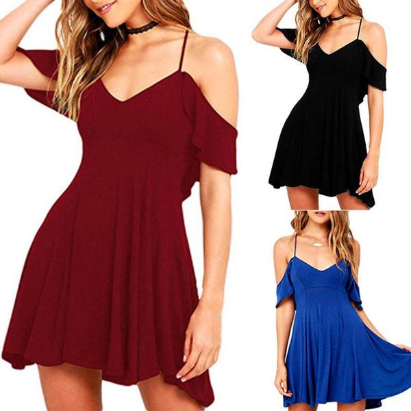 Spaghetti Strap Off the Shoulder Dress