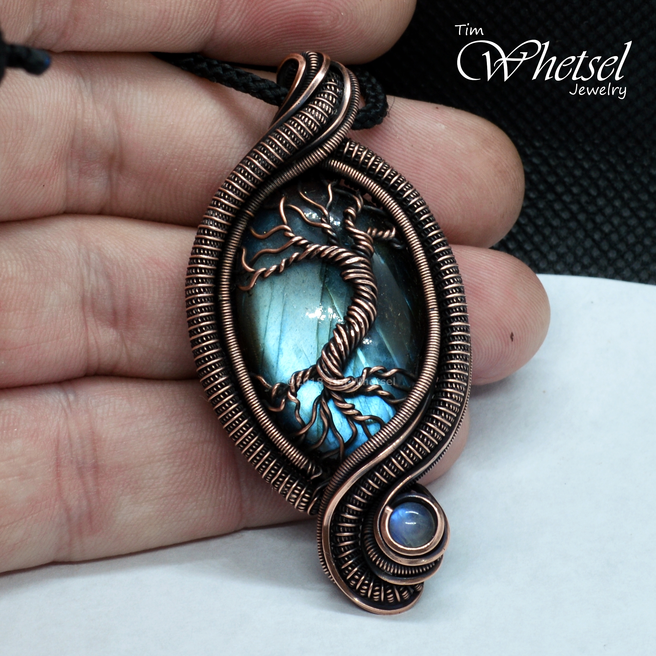 Copper Wire Wrapped Tree of Life Pendant Labradorite Necklace