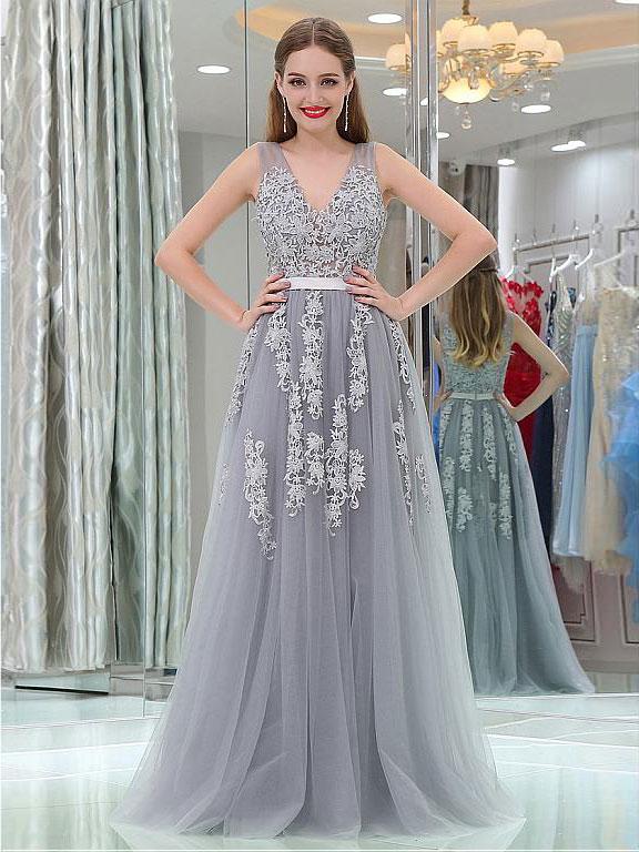 A Line Dresses in Silver