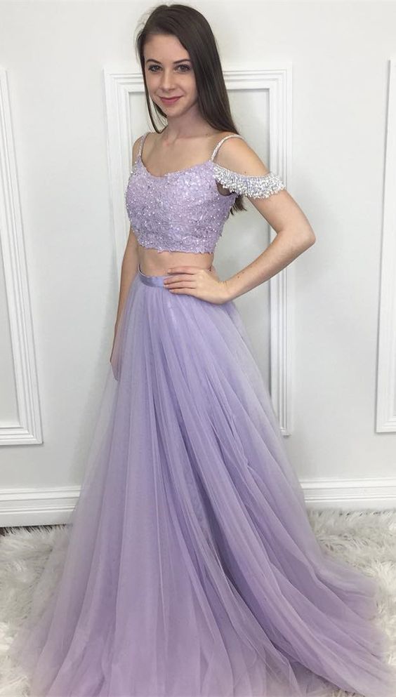 lavender two piece dress
