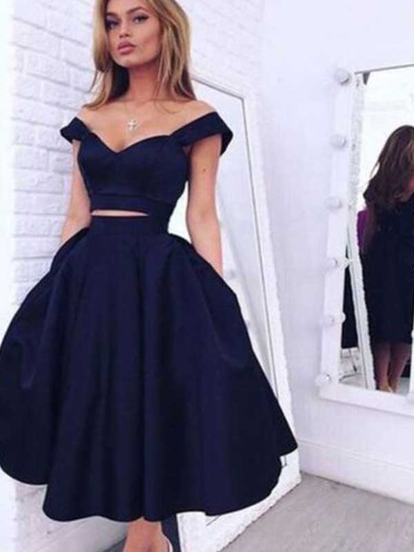 black off the shoulder homecoming dress