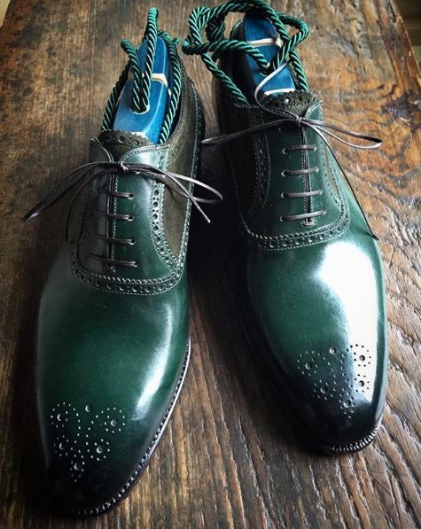 green formal shoes