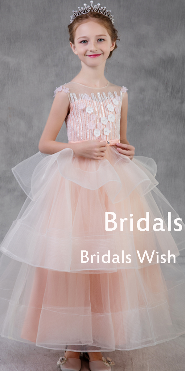 white and champagne flower girl dress