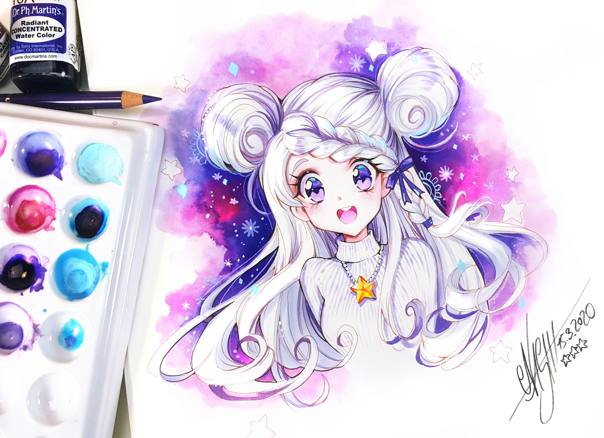 Original Drawing Galaxy Girl Nashshop Online Store Powered By Storenvy
