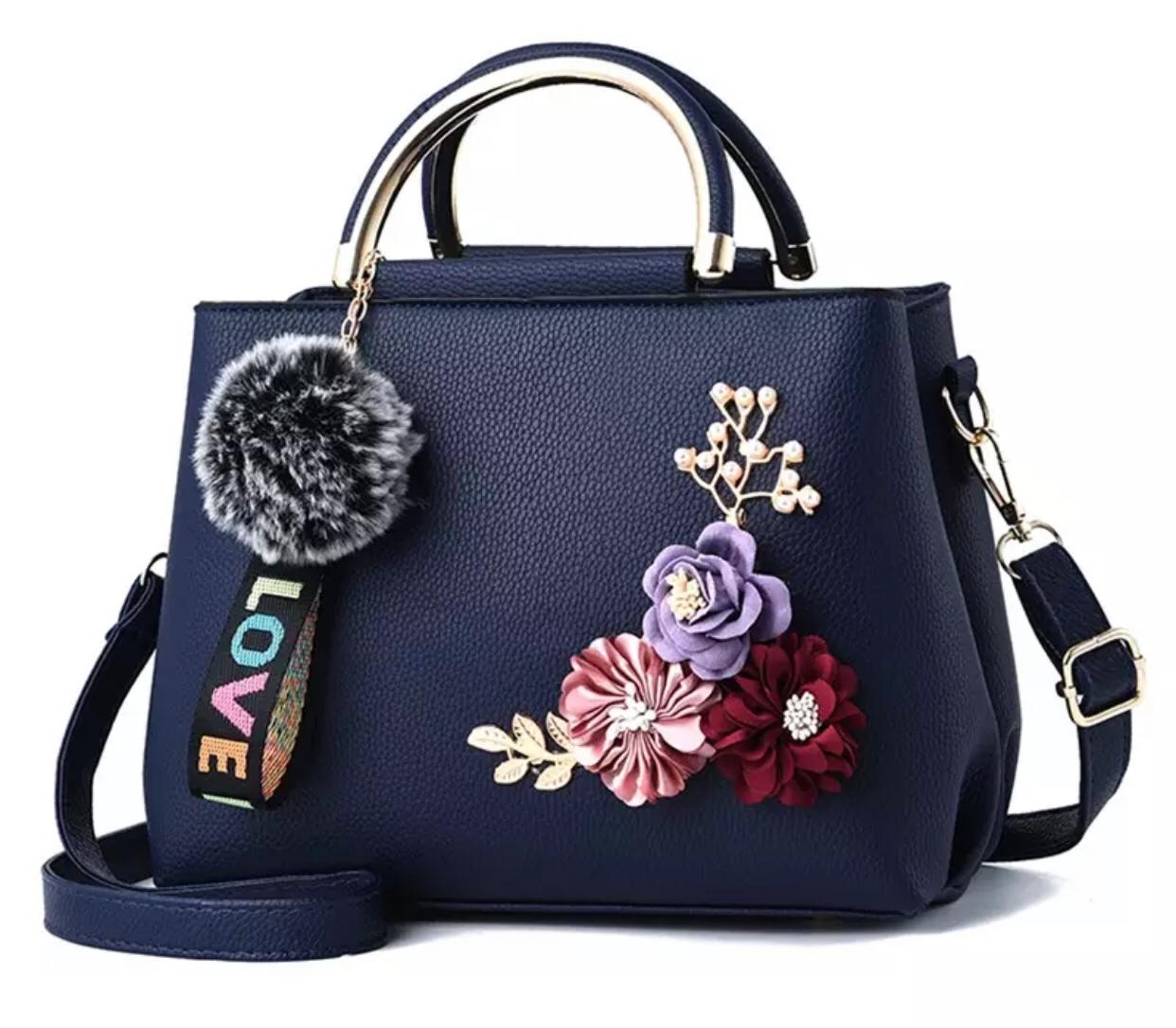 ** FREE SHIPPING ** Elegant Flowers Leather Handbag for Women, Luxury