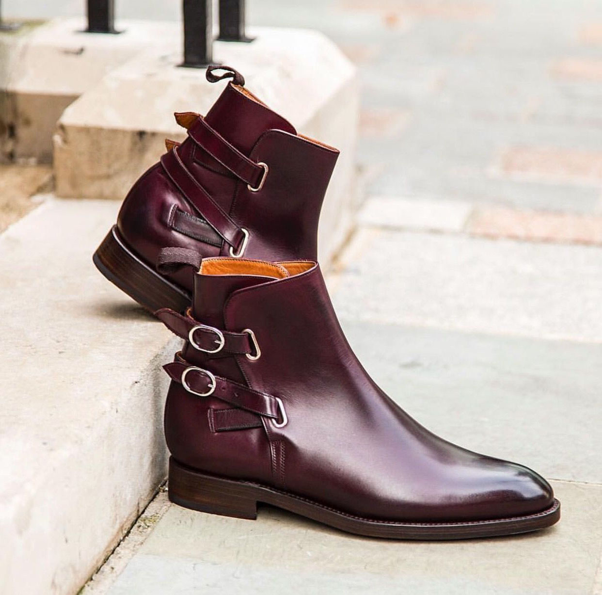 burgundy buckle boots