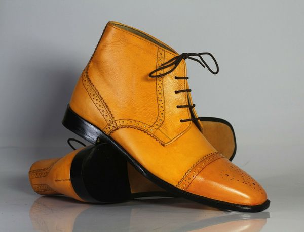 mens tan lace up boots