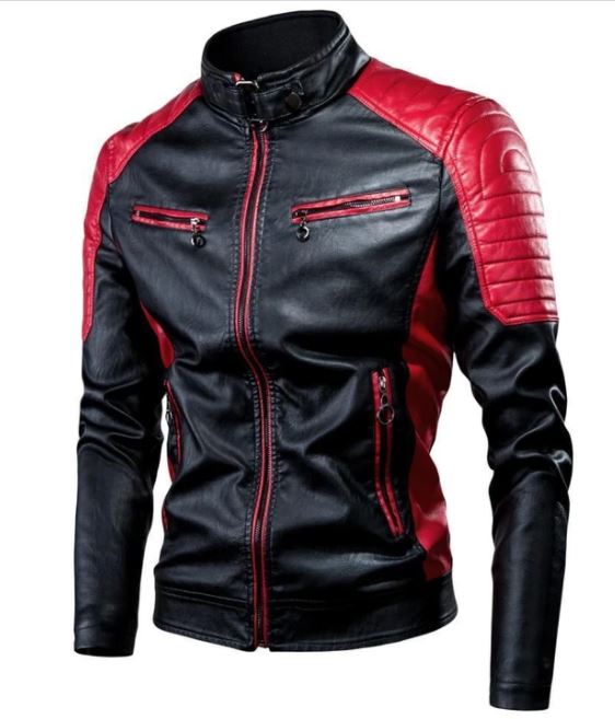 all black with red jacket