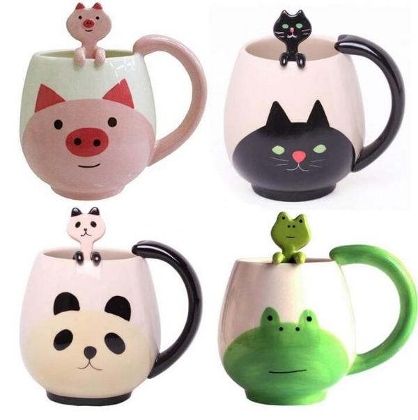 Cute Ceramic Animal Mugs With Spoon on Storenvy
